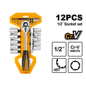 INGCO 12pcs 1/2″ Socket Set