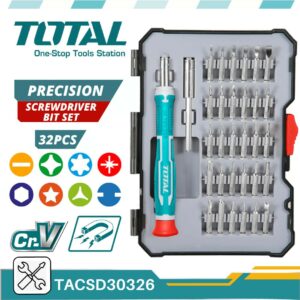 Total 32 Pcs Precision Screwdriver Bit Set