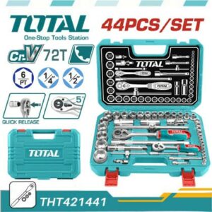 TOTAL 44 pcs 1/4″ + 1/2″ Socket Set